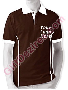 Designer Cocoa and White Color Company Logo T Shirts